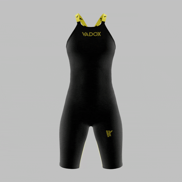 Traje de Baño Competición Mujer F14 Closed Back Black-Yellow Vadox