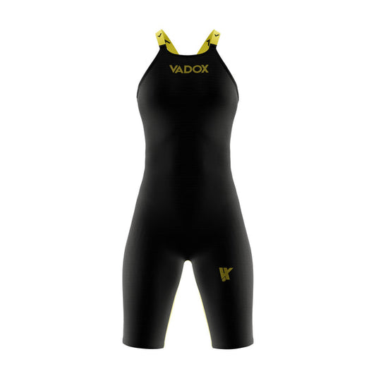 Traje de Baño Competición Mujer F14 Closed Back Black-Yellow Vadox