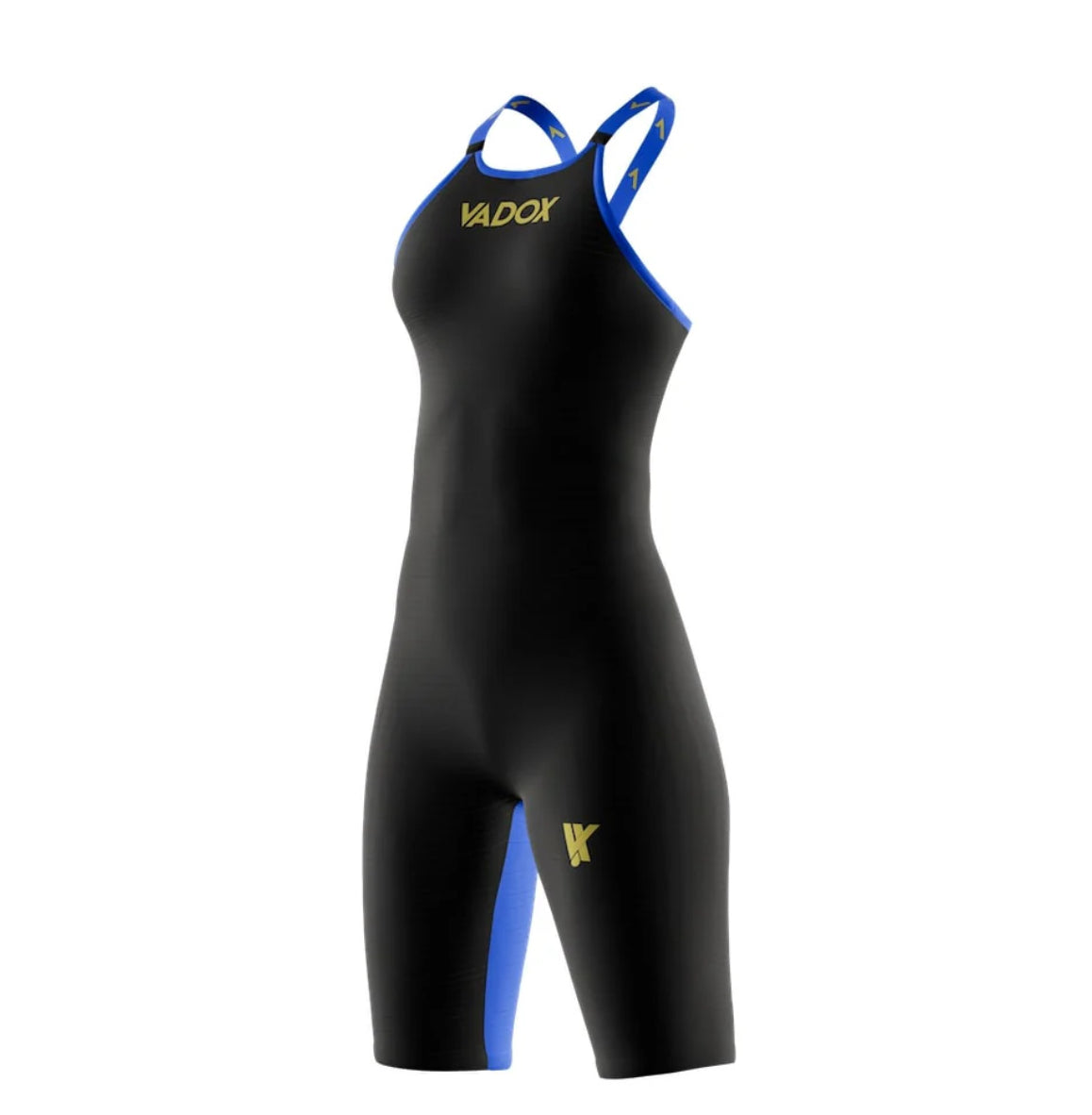 Traje de baño Competición Mujer Closed Back Black-Sky Blue Vadox