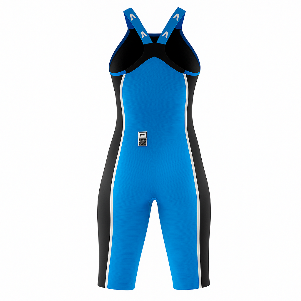 Traje de baño Competición Mujer Closed Back Black-Sky Blue Vadox
